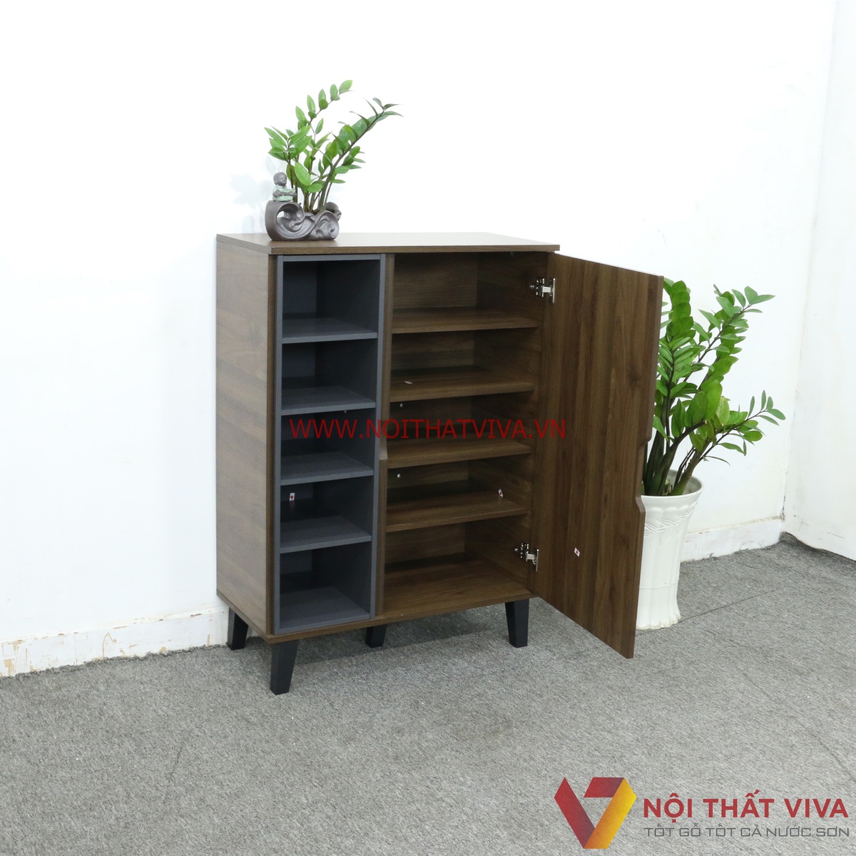 Tủ Giầy Gỗ Ép 5 Tầng Chân Cao Lắp Ráp Nhập Khẩu Hiện Đại Đẹp Tiện Dụng