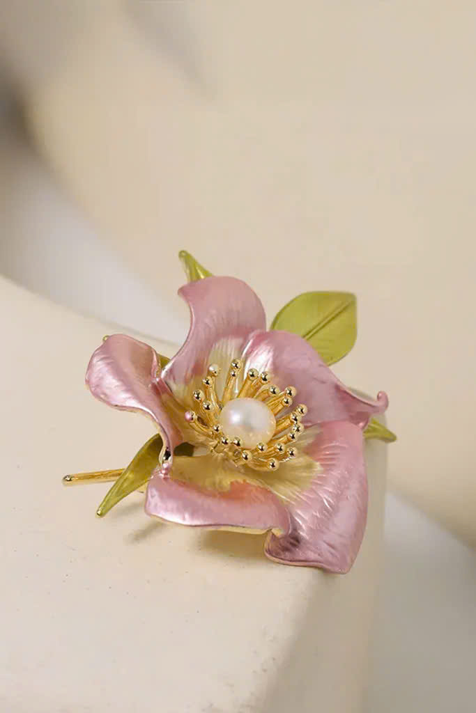 Trâm Cài Áo Vest, Áo Dài Hoa Đính Ngọc Trai Baroque Hồng thời trang thiết kế Hity ACC437