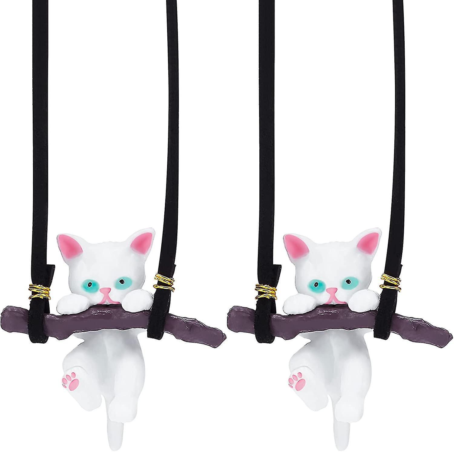 2 -Piece chi nhánh trò chuyện mặt dây chuyền xe, phụ kiện trang trí xe, mặt dây chuyền gương cat, trang trí mỹ phẩm nội thất của Hung Orn