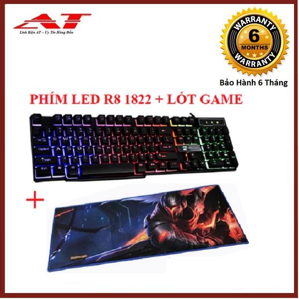 Bàn phím game giả cơ R8 1822 có đèn led 7 màu + Tặng Lót Chuột Game Lớn 30cmx70cmx3mm