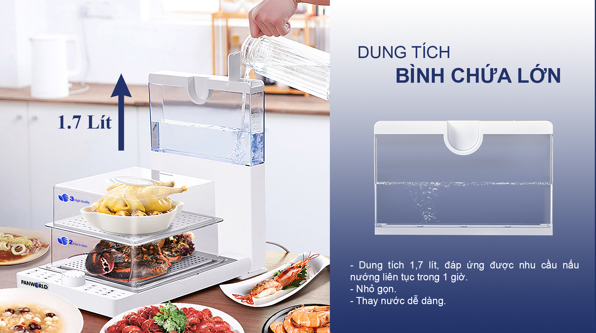 MÁY HẤP ĐIỆN GẤP GỌN PW-2311- HÀNG CHÍNH HÃNG