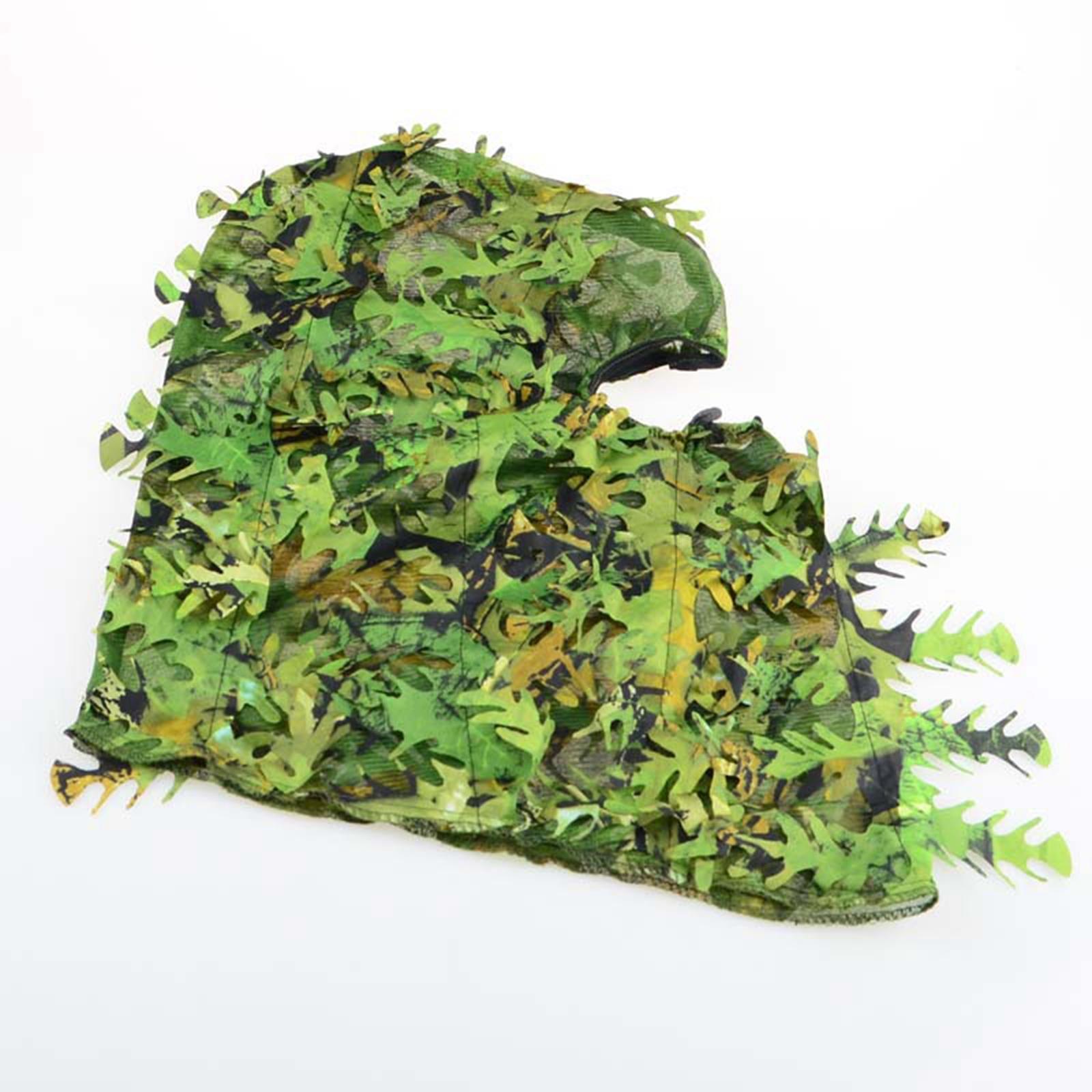 Leaf Camouflage Face Mask, Ghillie Hood, Eye Hole, Lightweight Camo Face Cover, Breathable Headwear for Hunting Shooting Men Women Hunting Gear