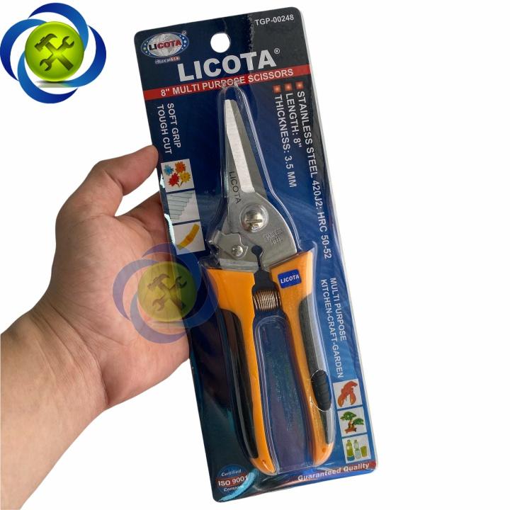 Kéo cắt cành mũi nhọn Licota TGP-00248 loai 8 inch dài 200mm màu vàng - đen