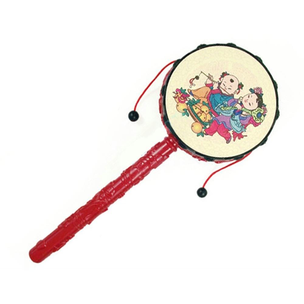 Trống Lắc Tay Dài 19cm Hoạ Tiết Truyền Thống