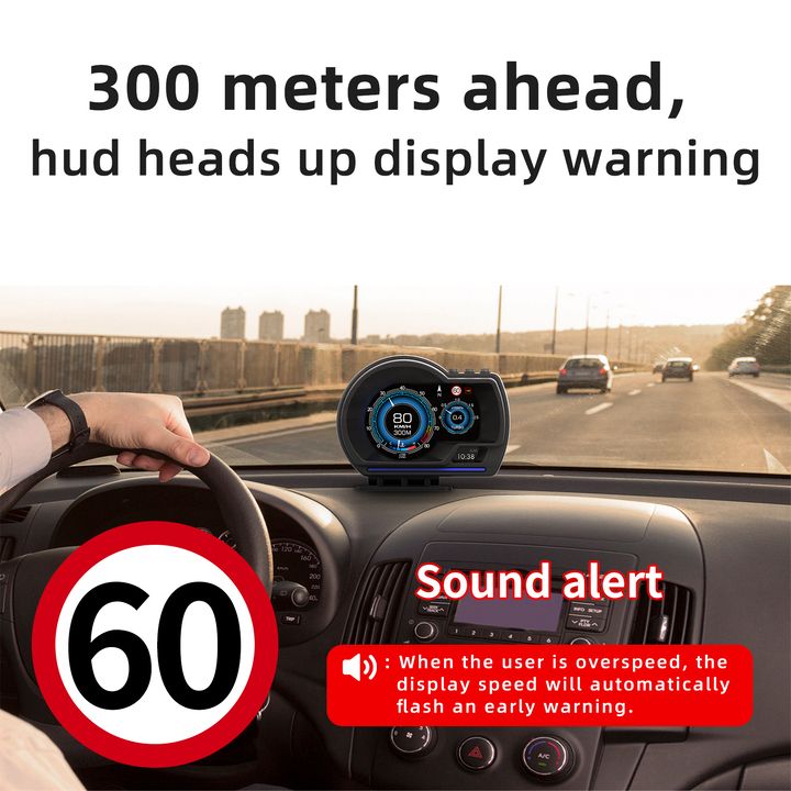 HUD hiển thị tốc độ, cảnh báo giao thông Wiiyii P6 màn hình LCD 1920*1080p, 3.5 inch