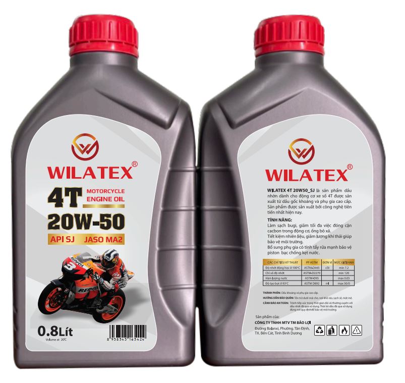 Nhớt xe máy WILATEX 4T 20W50 MA2 800ml