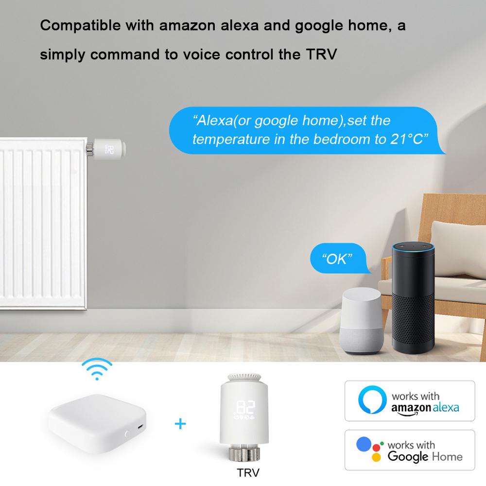 Tuya Zigbee Thermostatic Radiator Valves Intelligent Wireless Mobilephone App Control Home Heating Thermostat Temperature Controller Radiator Thermostat Compatible with Amazon Alexa Google Home