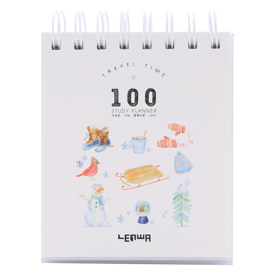 Sổ Kế Hoạch Lò Xo 100 Ngày - 100 Days Daily Planner Notebooks - Mùa Đông (10.6 x 12.4 cm)