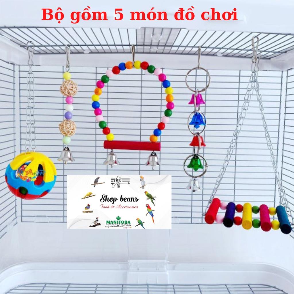 Bộ đồ chơi cho vẹt gồm 5 món như hình