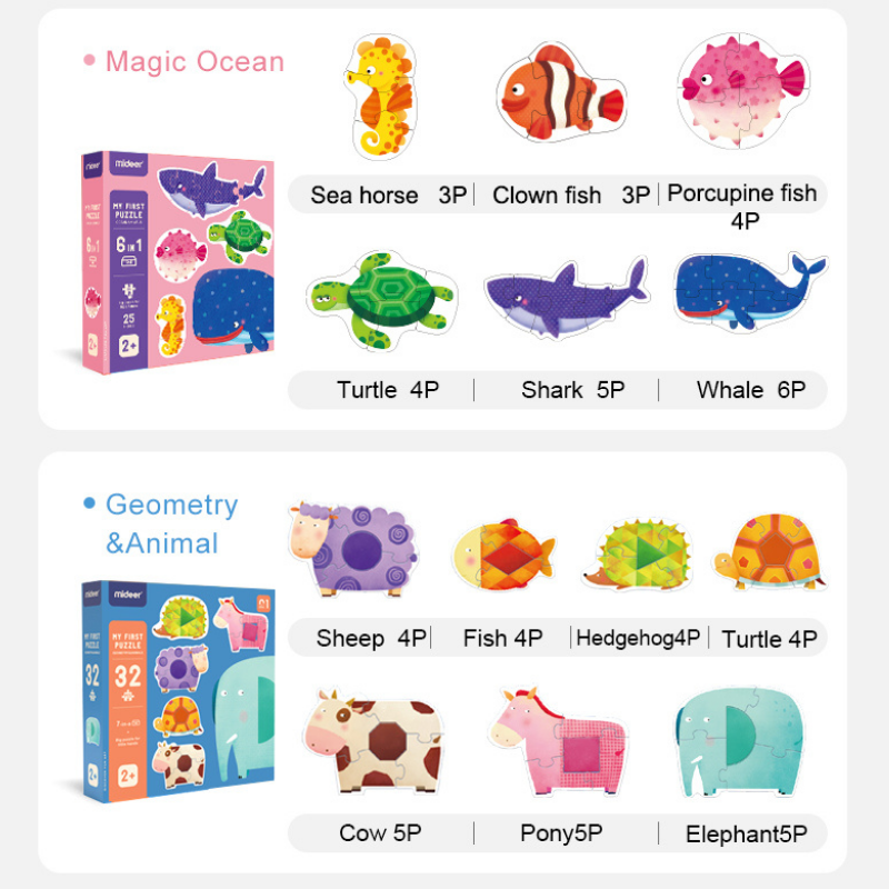 Bộ xếp hình Mideer cho  bé 1.5 tuổi trở lên làm quen - mẫu Đại Dương - Mideer My first puzzle Magic Ocean