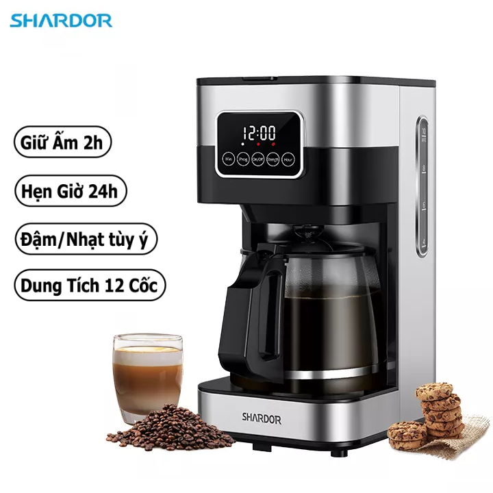 Máy pha cà phê tự động cao cấp Shardor CM1429TA-GS - Dung tích 1500ml - Bảo hành 12 tháng- Hàng chính hãng