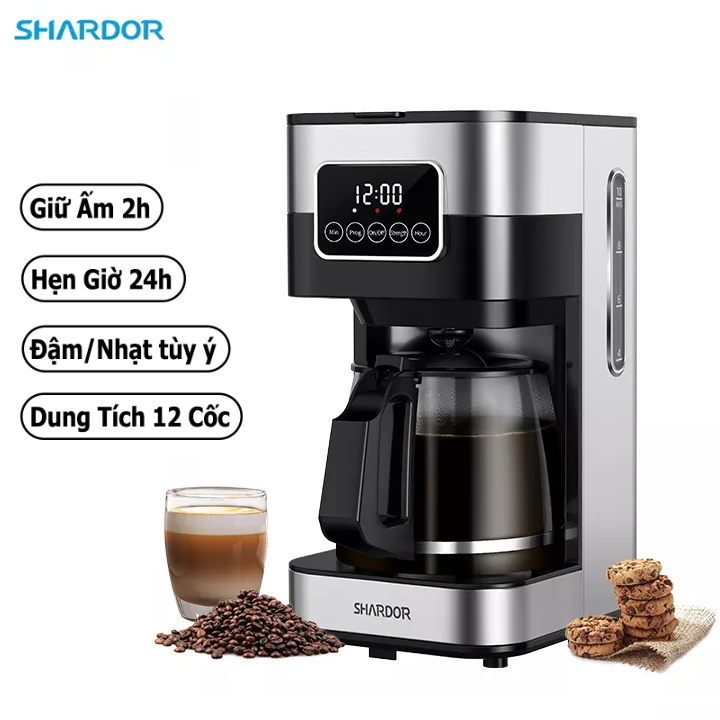 Máy pha cà phê tự động cao cấp Shardor CM1429TA-GS 1500ml - Hàng Nhập Khẩu