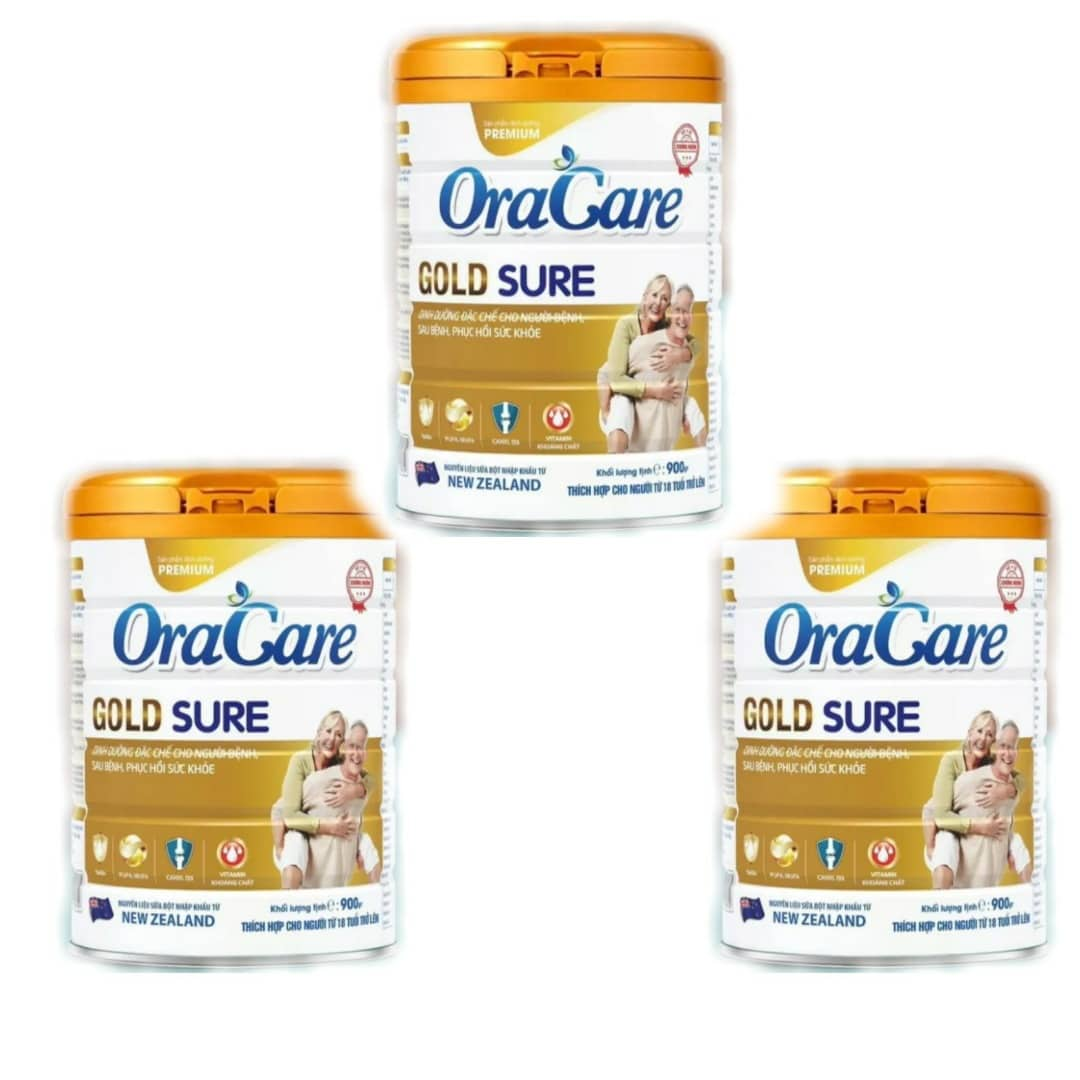 Combo 3 lon Sữa OraCare Gold Sure lon 900g - Dinh dưỡng đặc chế cho người bệnh, sau bệnh, phục hồi sức khoẻ