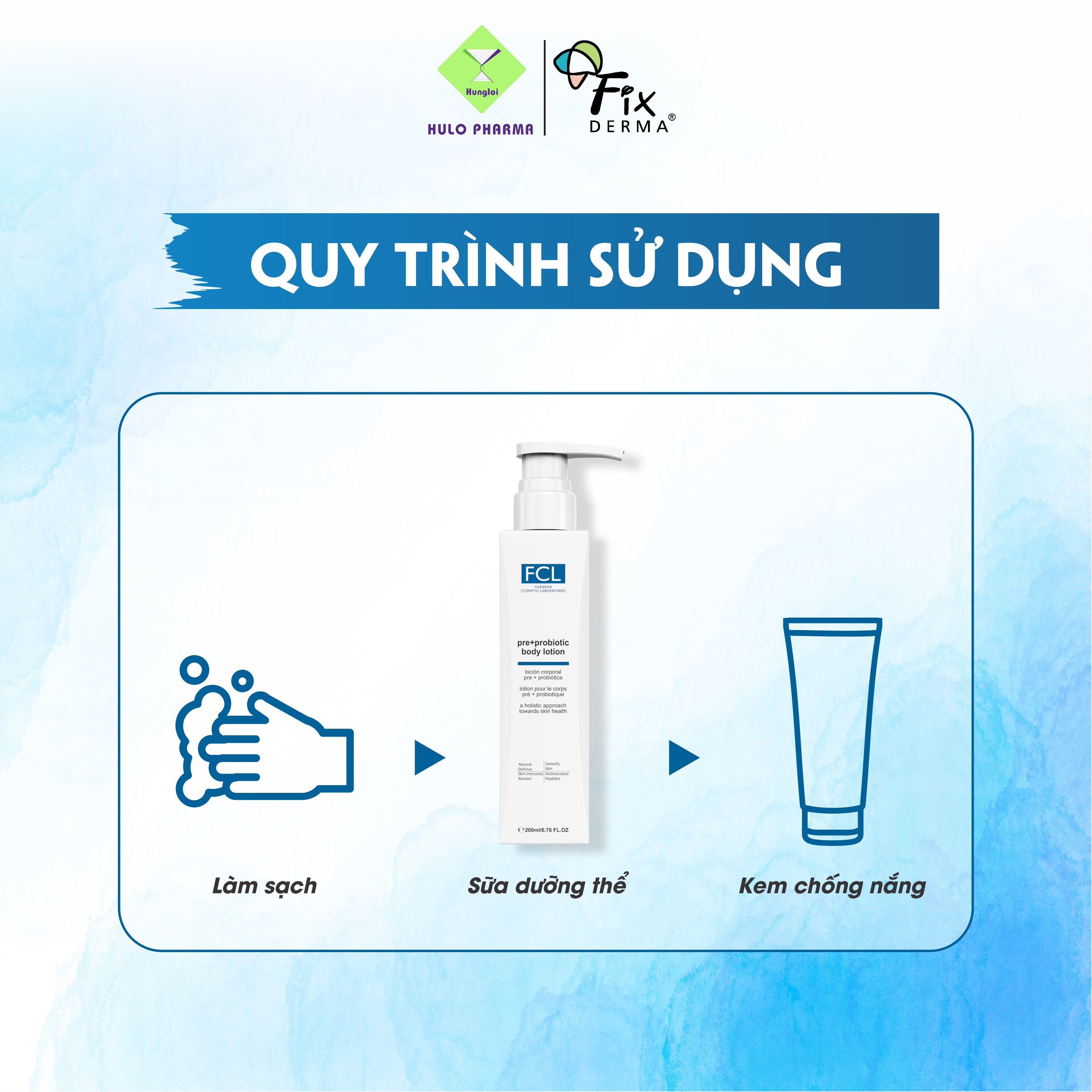 Sữa Dưỡng Thể FCL Pre+ Probiotic Body Lotion 200ml Phục Hồi Da, Giảm Dày Sừng Nang Lông - Hùng Lợi