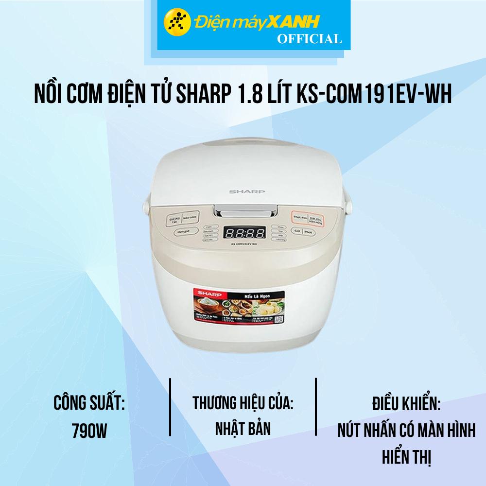 Nồi cơm điện tử Sharp 1.8 lít KS-COM191EV-WH - Hàng Chính Hãng