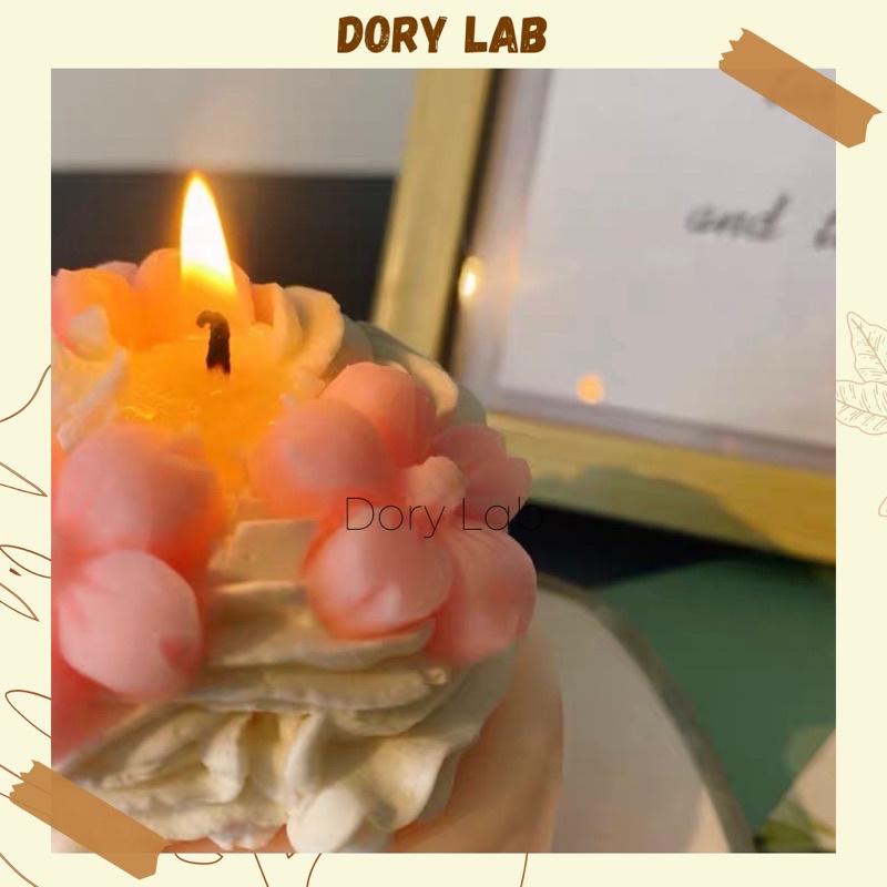 Nến Thơm Bánh Kem Hoa Đào Nhiều Mùi Hương Handmade - Dory Lab
