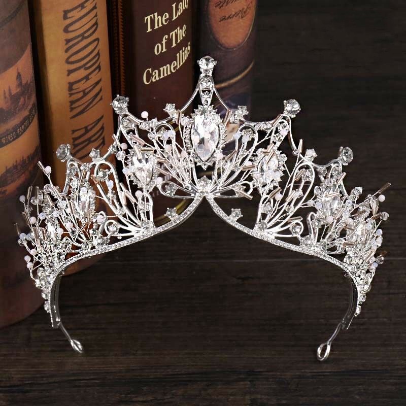 Bộ trang sức cô dâu 3 món vương miện cô dâu vòng cổ và bông tai đính đá tinh tế sang trọng
