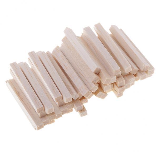 2x 60Pcs Balsa Wood Stick Unfinished Woodcraft Rectangle Wooden Stick Modelling