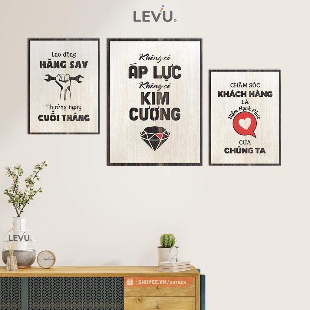 Bộ 3 tấm tranh slogan treo tường bố cục hiện đại LEVU SB3 combo tranh treo tường 3 tấm phong cách mới