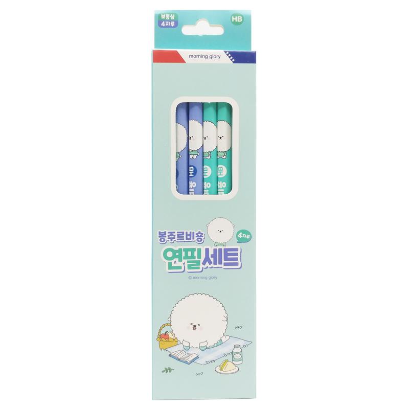 Hộp 4 Bút Chì HB Bonjour Bichon - Morning Glory 33301-84383