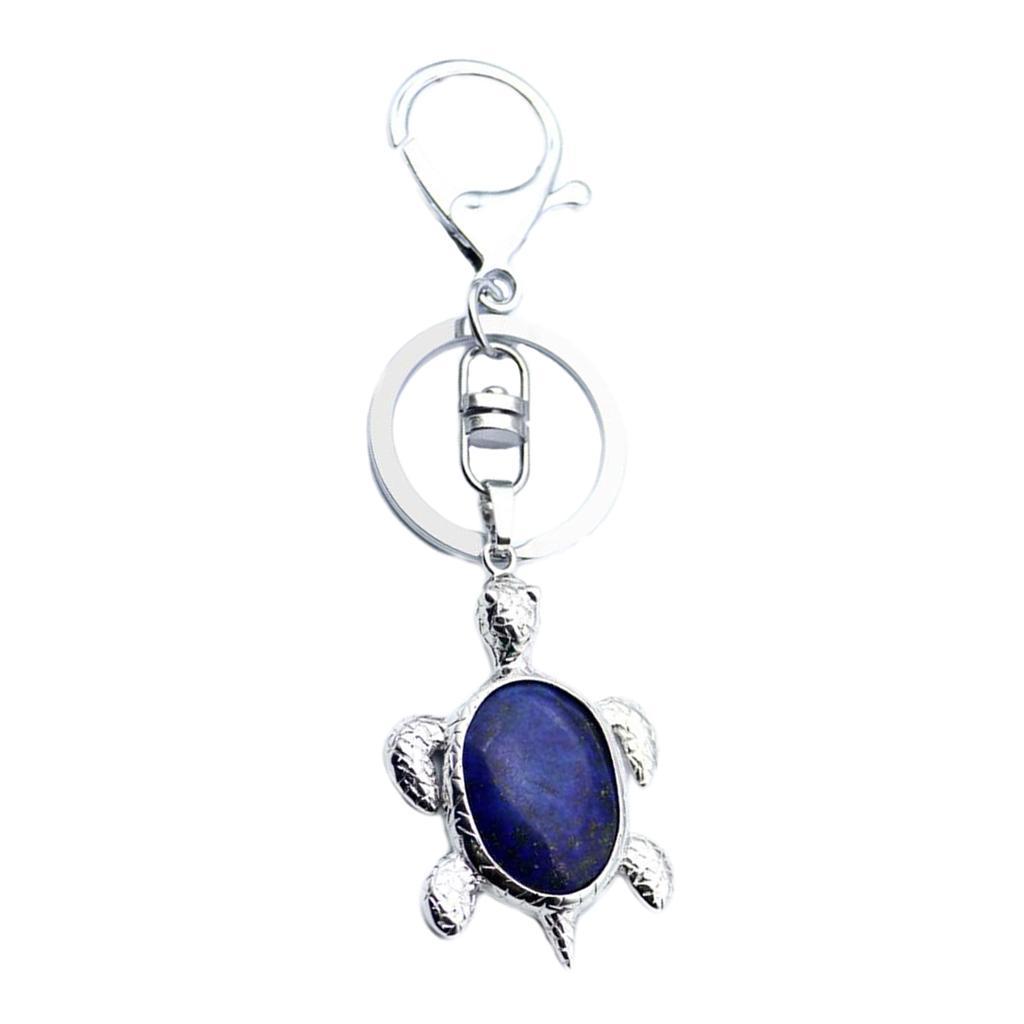 2-3pack Natural Gemstone Turtle Pendant Keychain Keyring Lapis Lazuli