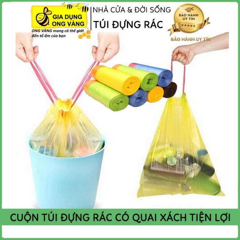 Cuộn 15 Túi Đựng Rác Có Dây Rút Tự Phân Hủy, Thân Thiện Với Mỗi Trường