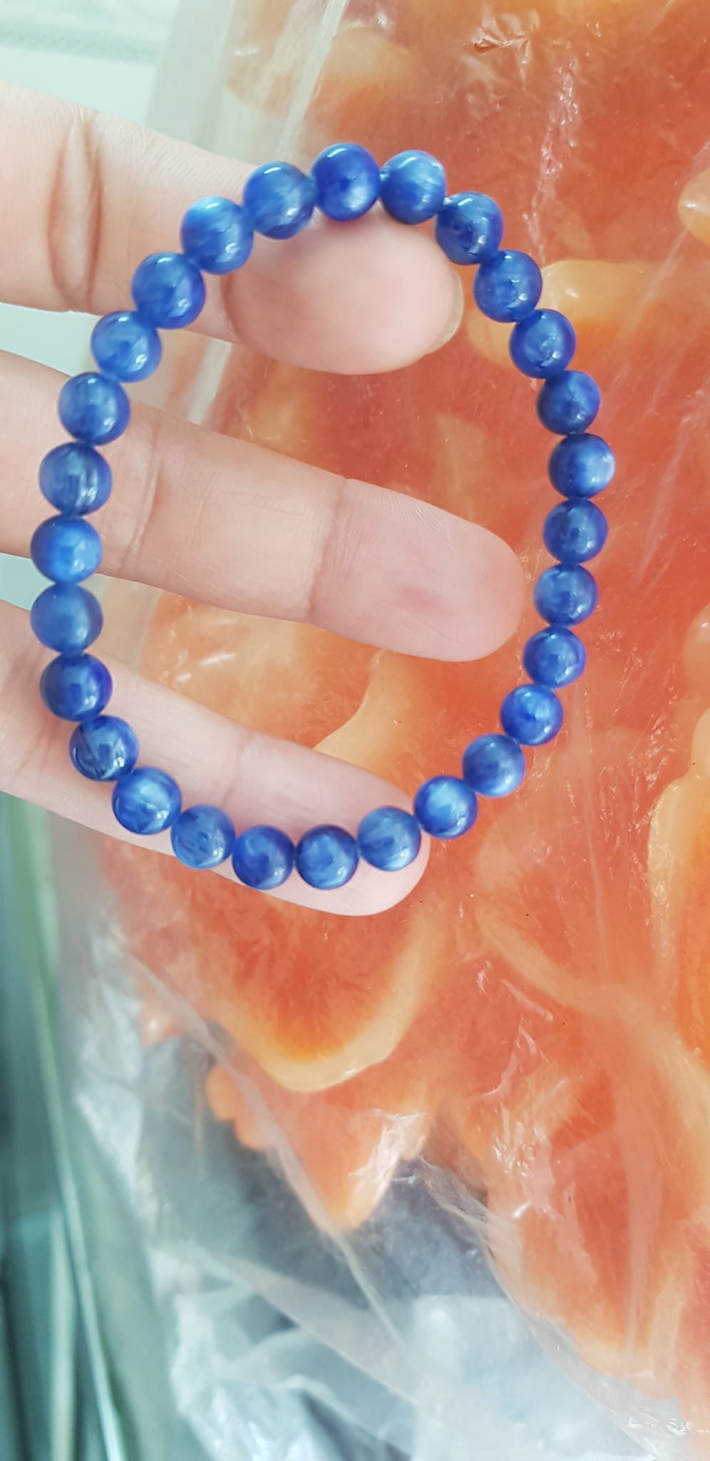 Vòng tay nữ đá  kyanite tự nhiên hay đá Sapphire nước xanh dương Đậm bóng đẹp 6mm nữ mệnh Thủy mệnh Mộc đeo ạ