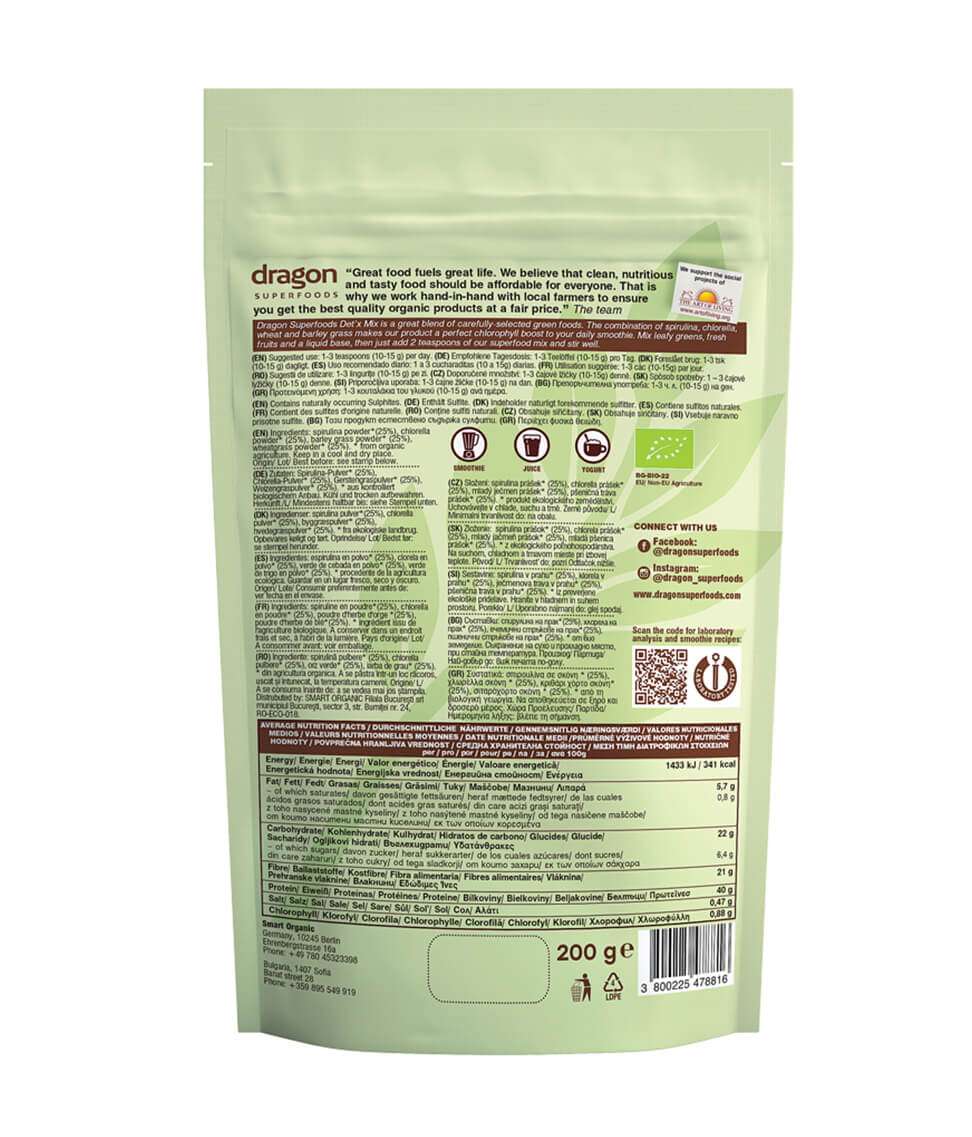 Bột green detox mix hữu cơ 200g - Dragon Superfoods