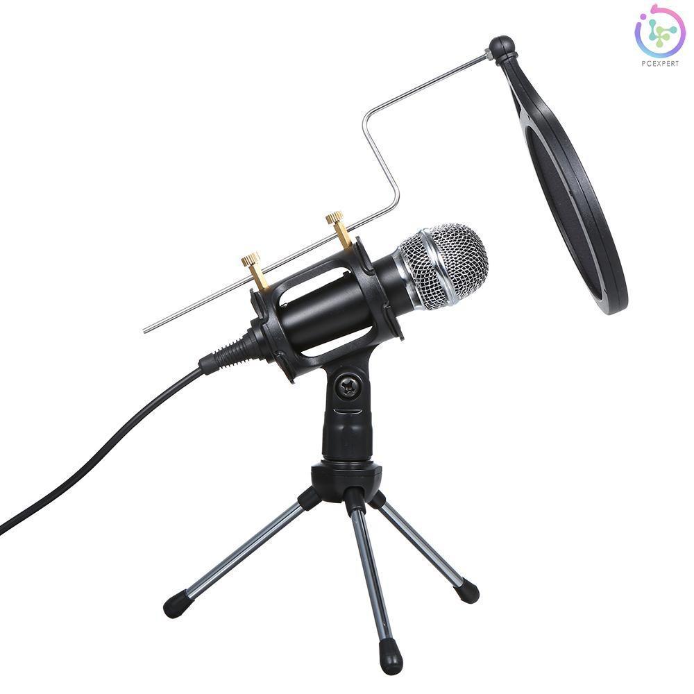 Bộ micro âm thanh có dây 3.5mm sử dụng cho KTV karaoke kèm giá đỡ cho PC điện thoại