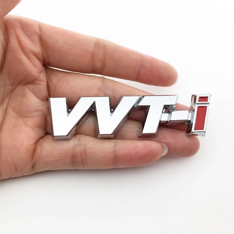 Tem logo kim loại chữ VVT-i trang trí cho xe ô tô