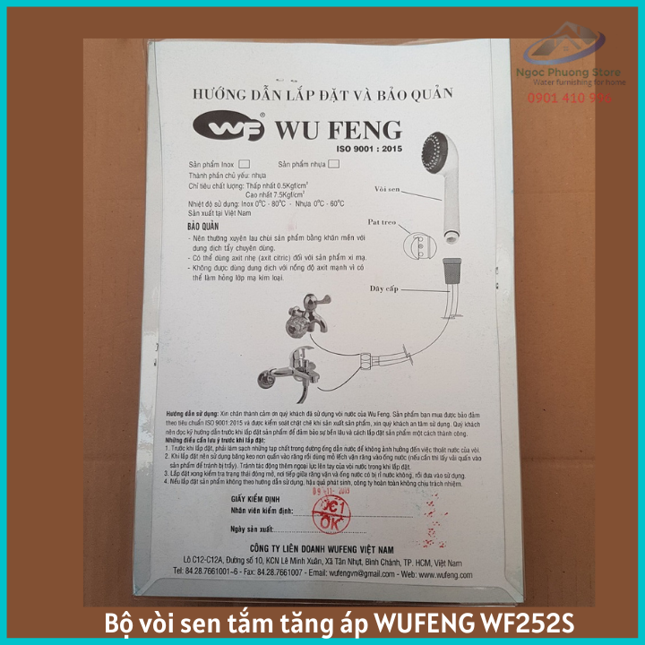 Vòi sen tắm lạnh tăng áp lực nước đồng mạ Niken WUFENG ĐÀI LOAN WF252S