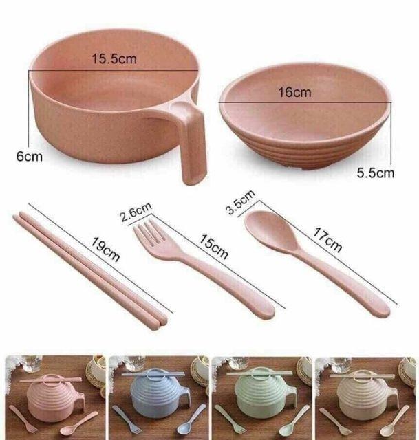 Bát úp mì lúa mạch 5 chi tiết kèm đũa muỗng tiện lợi.