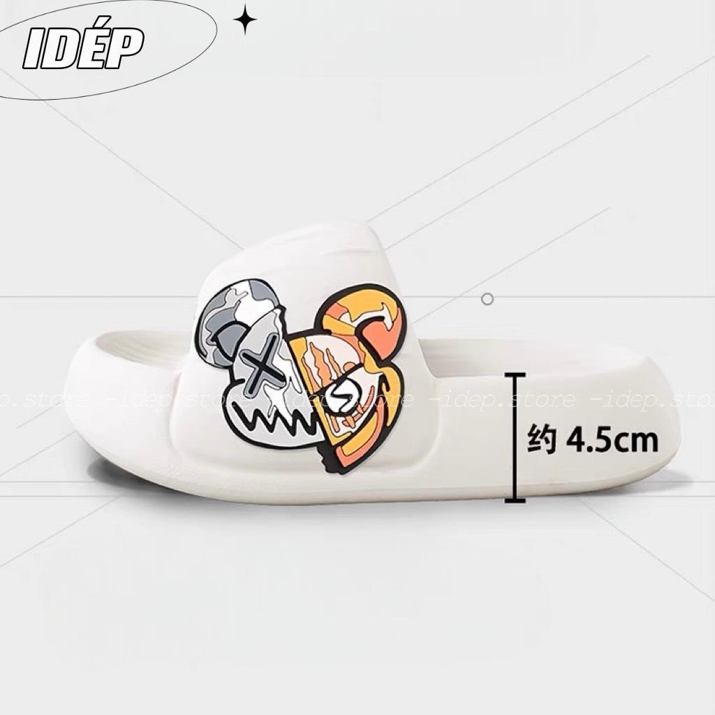 Dép Bánh mì béo unisex Gấu X Halloween đế độn 4cm nam nữ quai ngang EVA siêu nhẹ iDÉP- DL291