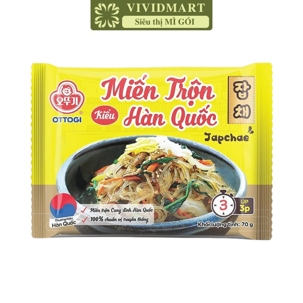 OTTOGI - Miến trộn Ottogi kiểu Hàn Quốc, Miến trộn Hàn Quốc Ottogi, Miến trộn ăn liền Japchae Ottogi (70g/gói)