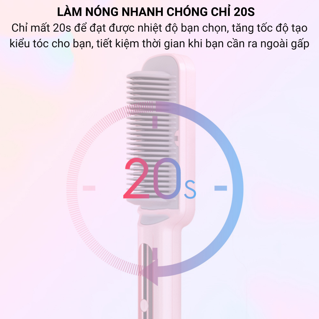 Lược Điện Chải Tóc Tạo Kiểu Tóc HUIHAO S12, Lược Điện Uốn Tóc Đa Năng Làm Nóng Nhanh 5 Cấp Độ,Tích Hợp ION Âm Bảo Vệ Tóc