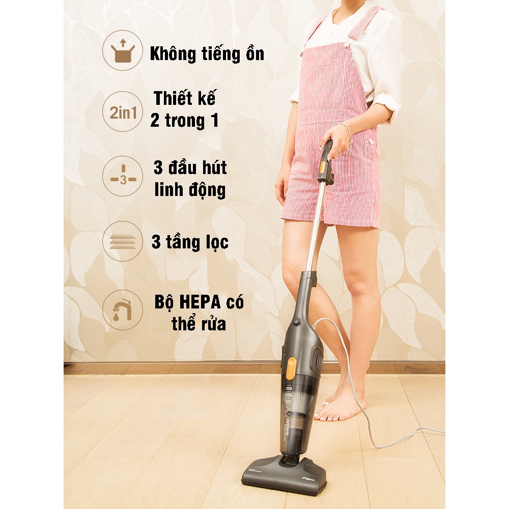 Máy hút bụi cầm tay gia đình Deerma DX115C công suất lớn dễ dàng hút bụi ghế sofa và ngóc ngách nhỏ trong gia đình