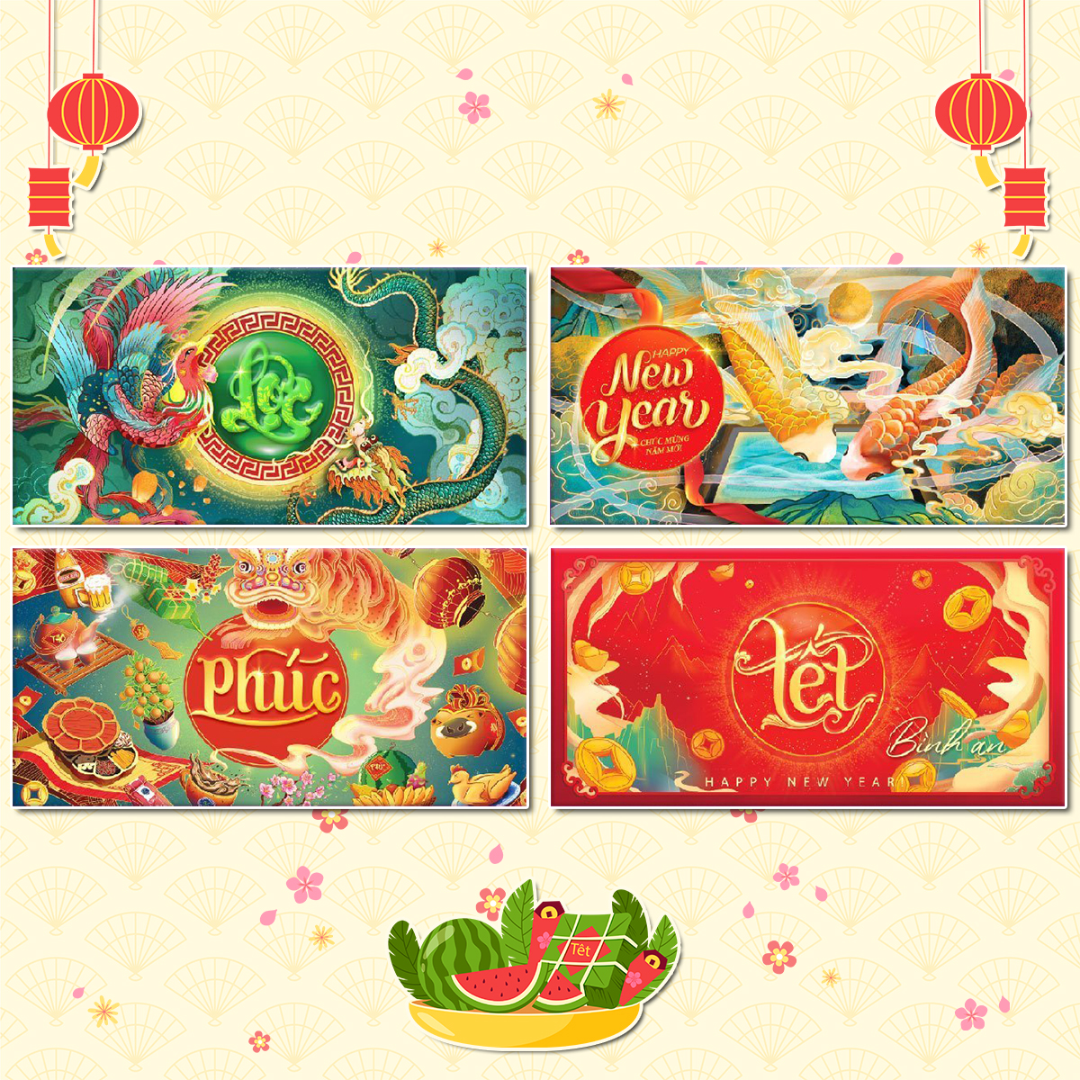 Xấp 10 Bao Lì Xì Tết Chúc Mừng Năm Mới Mừng Tuổi Con Cháu Nhiều Mẫu Đa Dạng Khổ Ngang