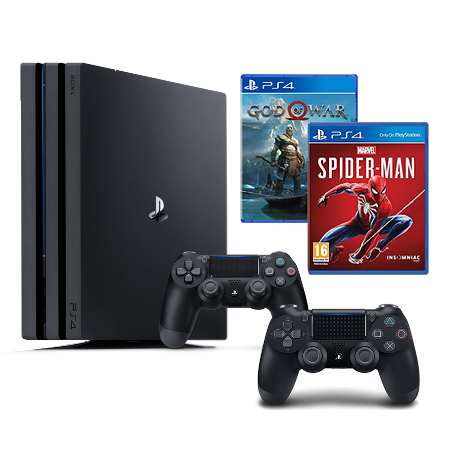 Bộ Ps4 Pro 1tb Model 7106b Kèm Hai Game Hót Nhất 2018 ( spideman, godofwar 4) + 1 Tay Cầm Thêm - chính hãng