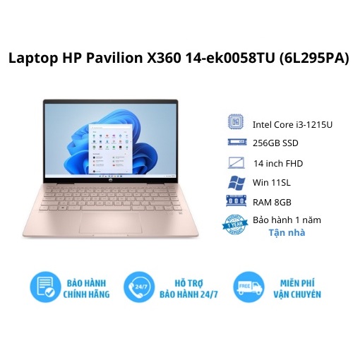 Laptop HP Pavilion X360 14-ek0058TU (6L295PA) (i3-1215U | 8GB | 256GB | Intel UHD Graphics | 14' FHD Touch | Win 11) - Hàng chính hãng