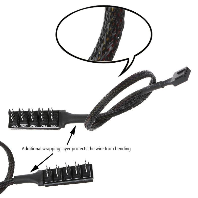 Dây cáp chia cổng quạt tản nhiệt 1 sang 5 4 pin Molex TX4 PWM CPU