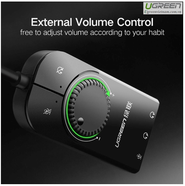Cáp USB Sound 3.5mm Loa &amp; Mic Có Volume control UGREEN 40964 - Hàng chính hãng