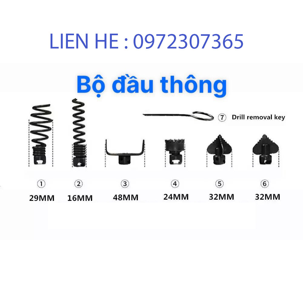 Máy thông tắc cống GQ100-1000w tặng kèm cuộn dây lò xo phi 16 dài 15m và 4m mét cuộn dây lò xo phi 8