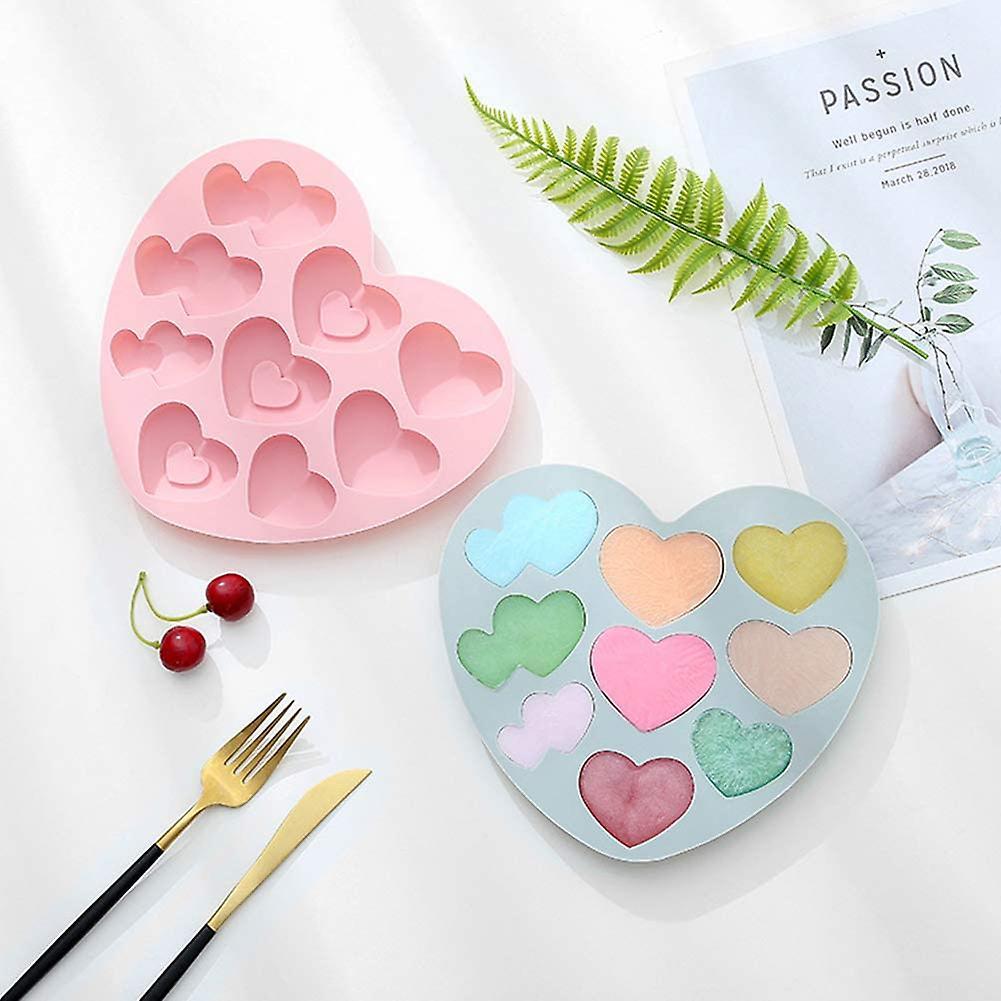 2pcs yêu khuôn trái tim silicon, khuôn silicon sô cô la, 10 quả trái tim hình trái tim Gelatin Gelatin DIY