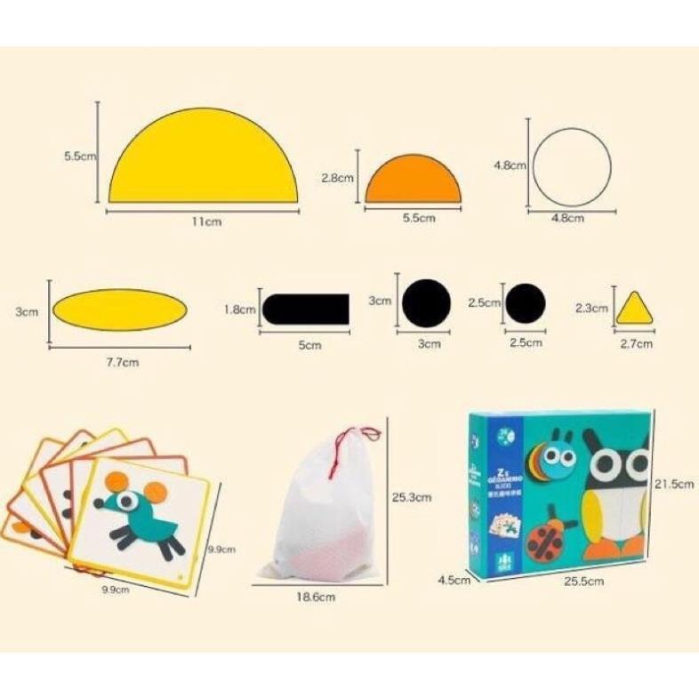 BỘ XẾP HÌNH MONTESSORIE THEO THẺ BẰNG GỖ CHO BÉ