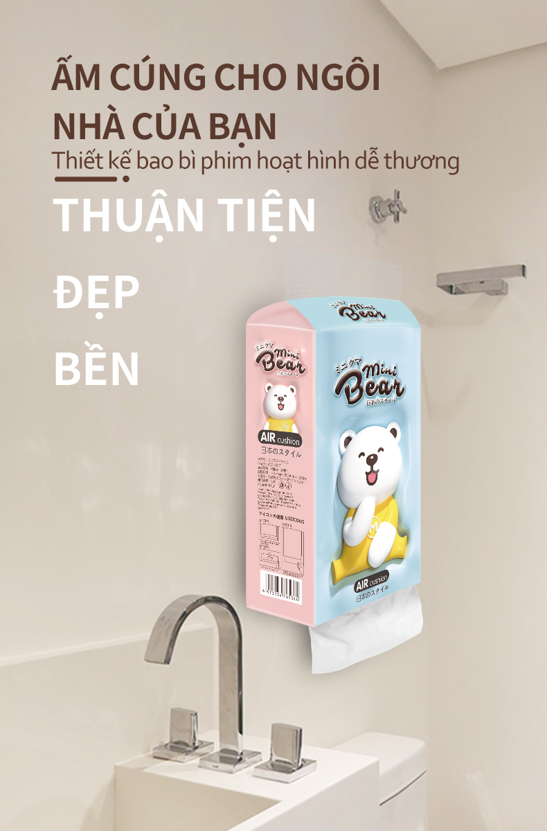 Khăn Giấy Rút Treo Tường Mini Bear Facial Tissue Chính Hãng - An Toàn Cho Da Nhạy Cảm