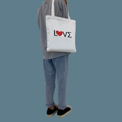 (New) TÚI TOTE VẢI CANVAS IN CHỮ + BIỂU TƯỢNG CÓ KHOÁ KÉO MIÊNG TÚI, TÚI PHỤ