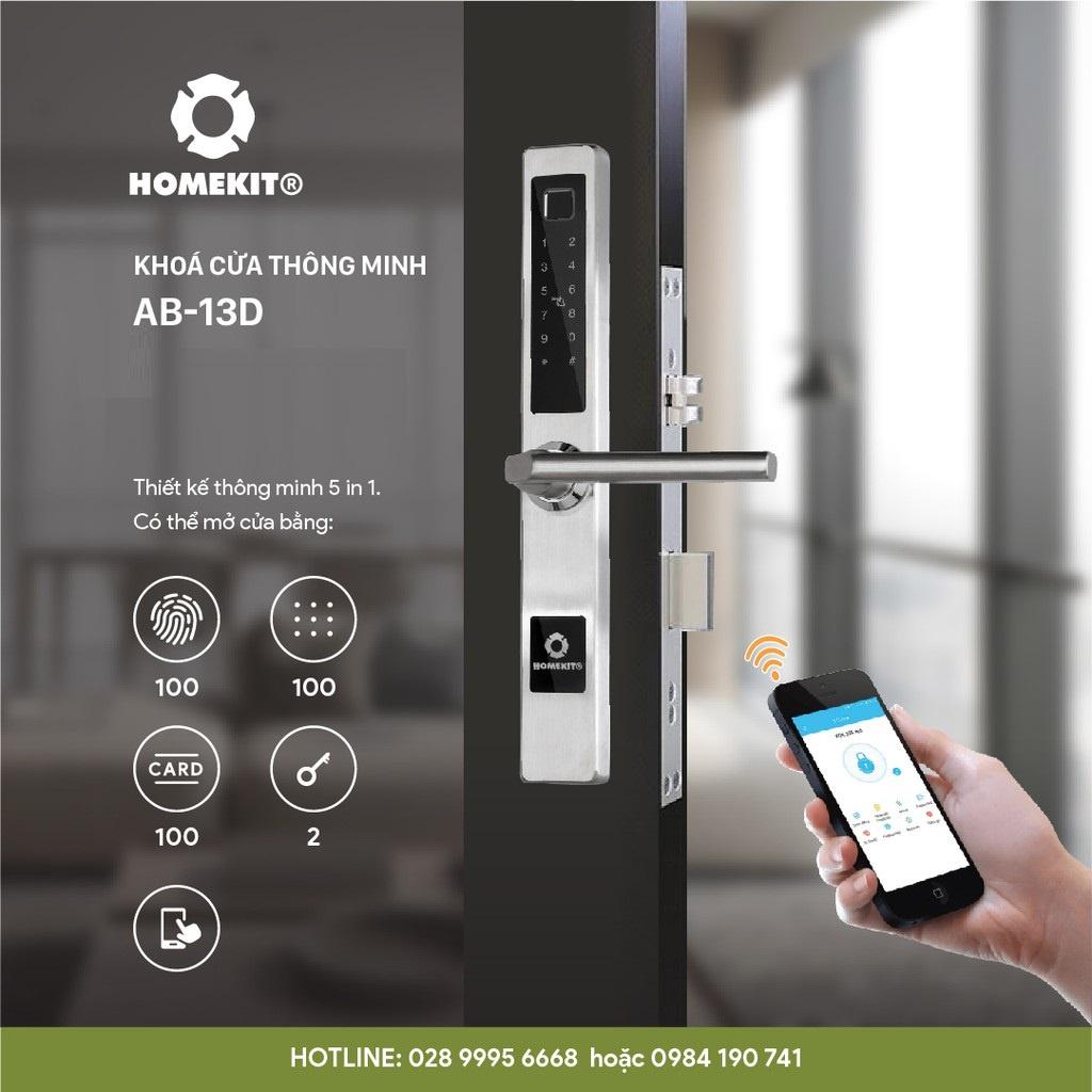 Khoá cửa vân tay điện tử thông minh HOMEKIT AB-13D kết nối app điện thoại chuyên dùng cho cửa nhôm kính, xingfa - Hàng chính hãng