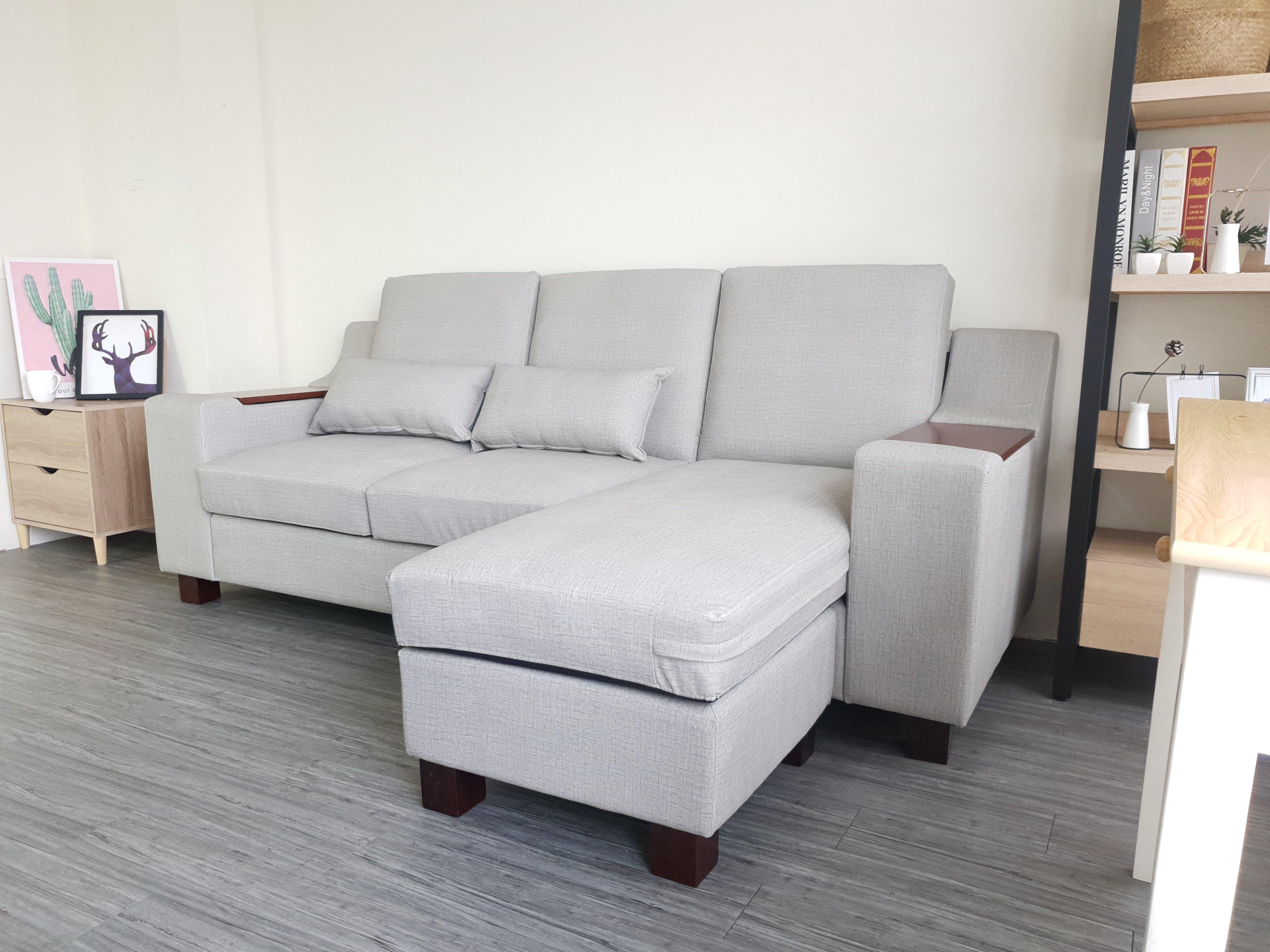 Sofa bed góc L Juno sofa màu xám, kem, xanh dương