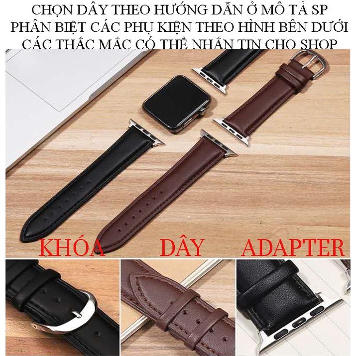 Dây da AW da bò CỰC DÀY thay thế cho series 3 4 5 6 7 se, seri 3, hermes mặt 38mm 40mm 41mm 42mm 44mm 45mm mm