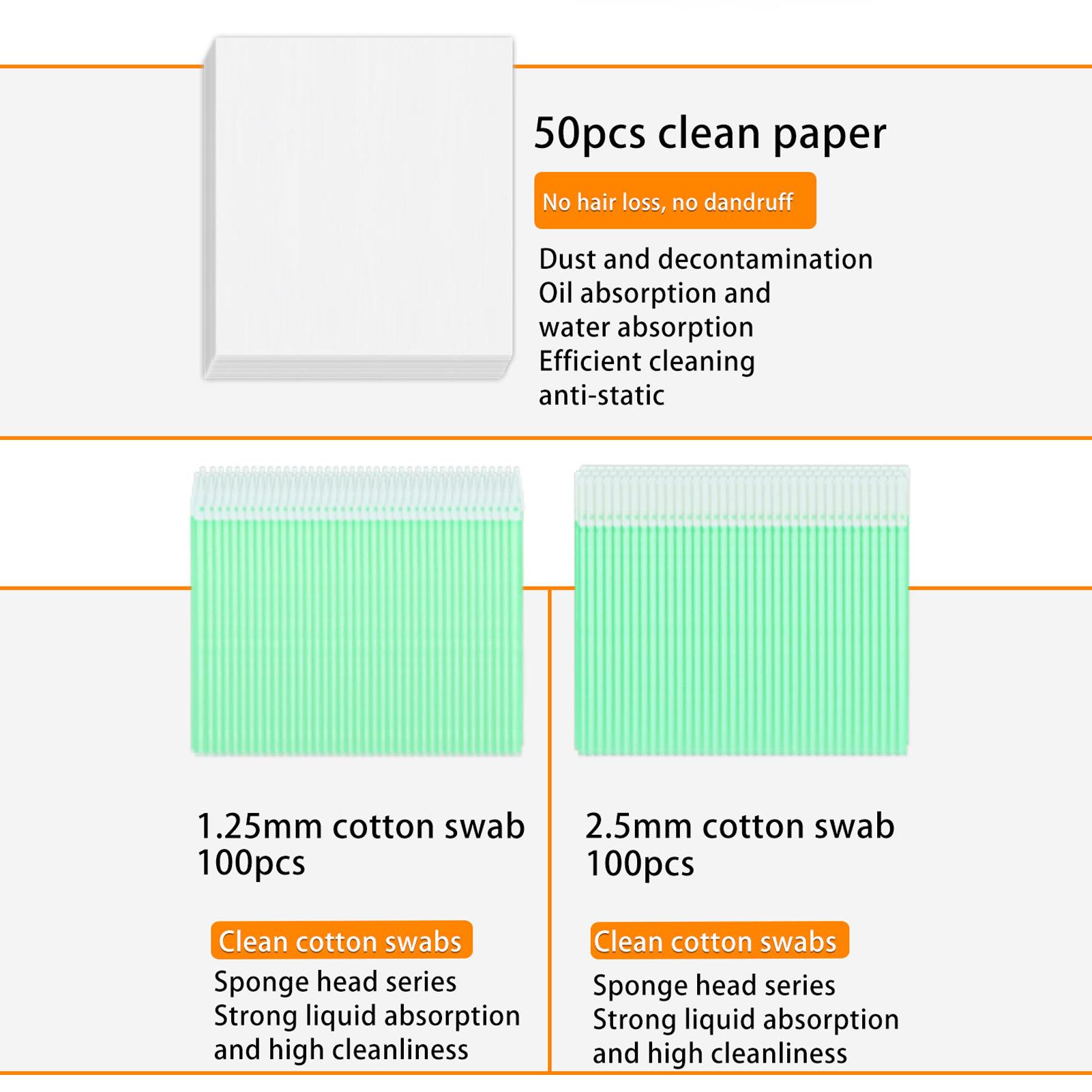Optical Fiber End Face Cleaning Tool Set Fiber Optic Cleaning Tools with Cleaning Box Cleaning Pen Toolkit Brush Cotton Swabs